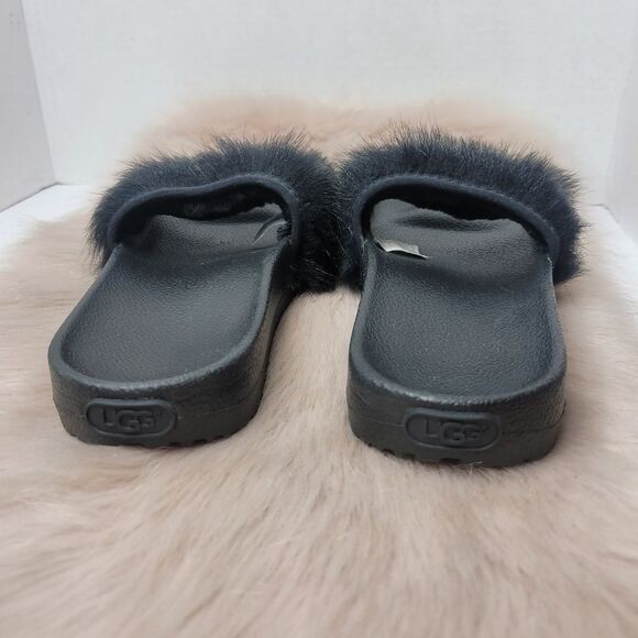 Ugg Women's Sandals Slides Size 6 Royale Black Garnet Toscana Fur Slipper - Picture 4 of 9